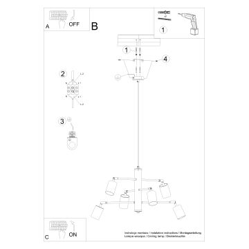 Hanglamp aan een koord LEMMI 6xGU10/10W/230V wit