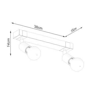 Spot ZUCA 2xE27/15W/230V zwart/eiken