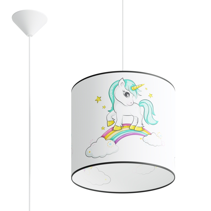 Kinder hanglamp aan een koord UNICORN 1xE27/15W/230V diameter 30 cm eenhoorn