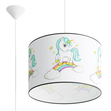 Kinder hanglamp aan een koord UNICORN 1xE27/15W/230V diameter 40 cm eenhoorn