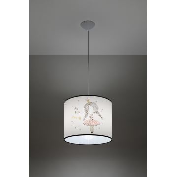 Kinder hanglamp aan een koord PRINCESS 1xE27/15W/230V diameter 30 cm prinses