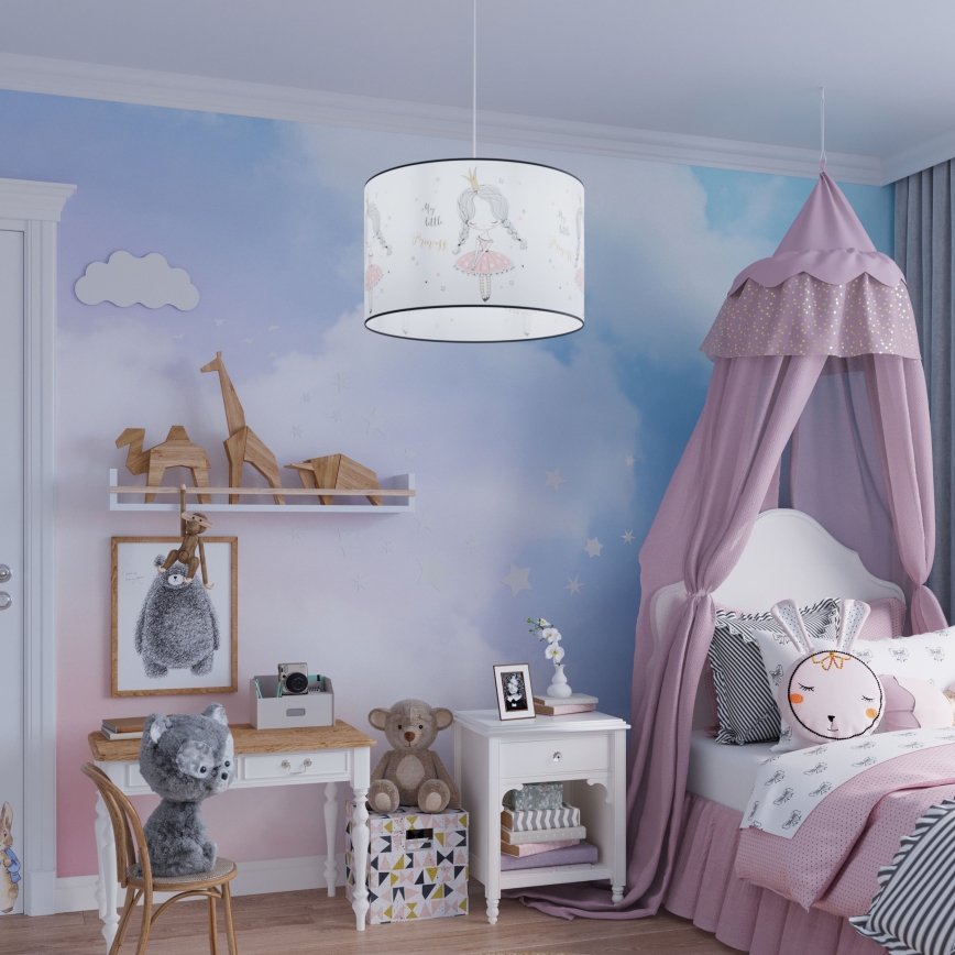 Kinder hanglamp aan een koord PRINCESS 1xE27/15W/230V diameter 30 cm prinses