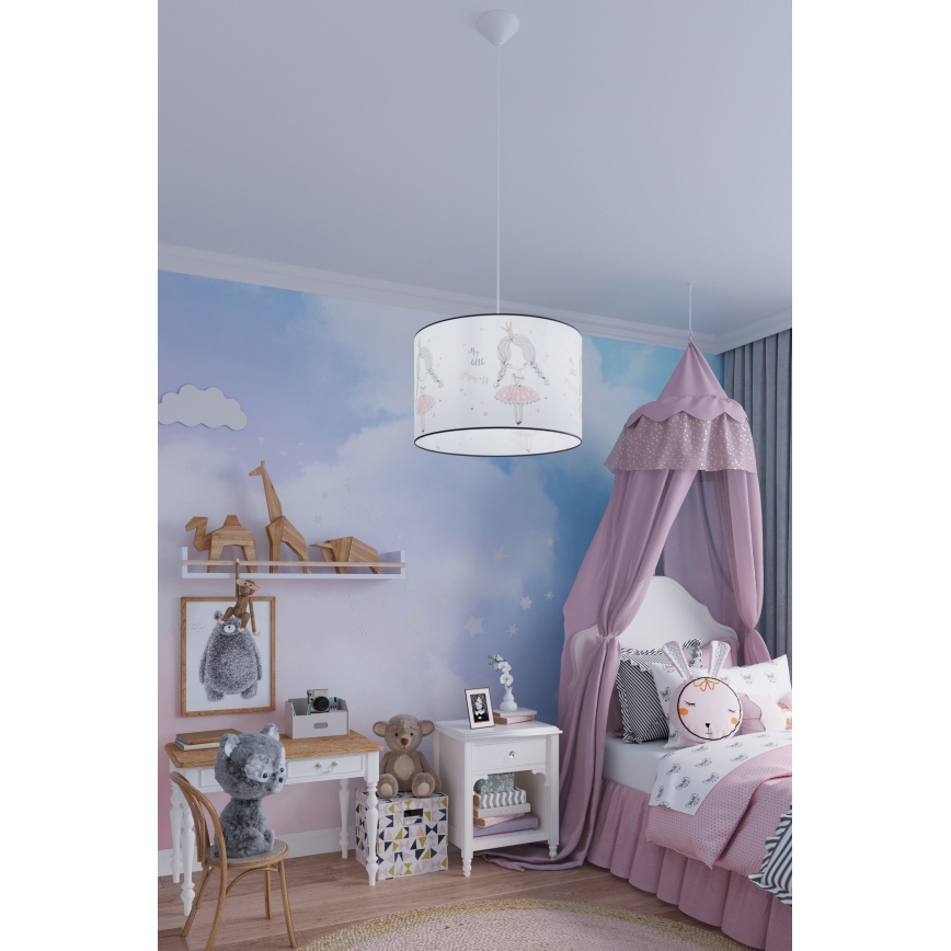 Kinder hanglamp aan een koord PRINCESS 1xE27/15W/230V diameter 30 cm prinses