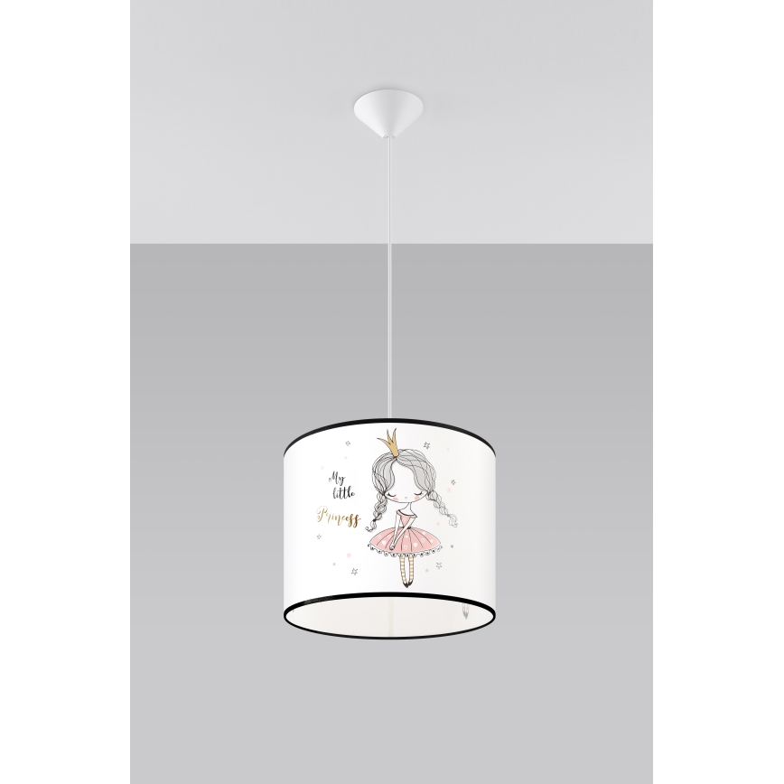 Kinder hanglamp aan een koord PRINCESS 1xE27/15W/230V diameter 30 cm prinses