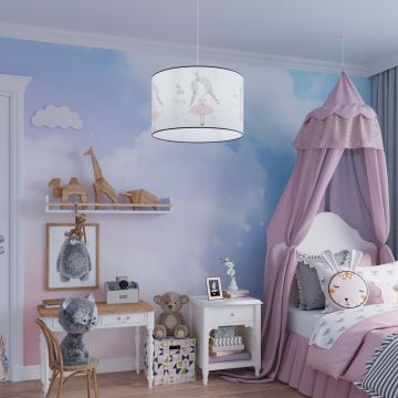 Kinder hanglamp aan een koord PRINCESS 1xE27/15W/230V diameter 40 cm prinses