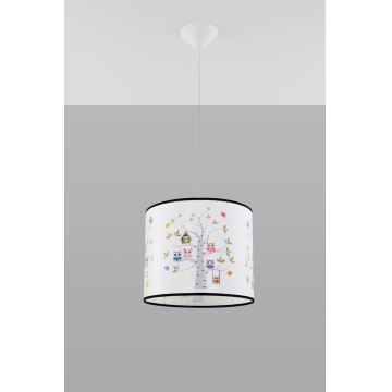 Kinder hanglamp aan een koord OWLS 1xE27/15W/230V diameter 40 cm uilen