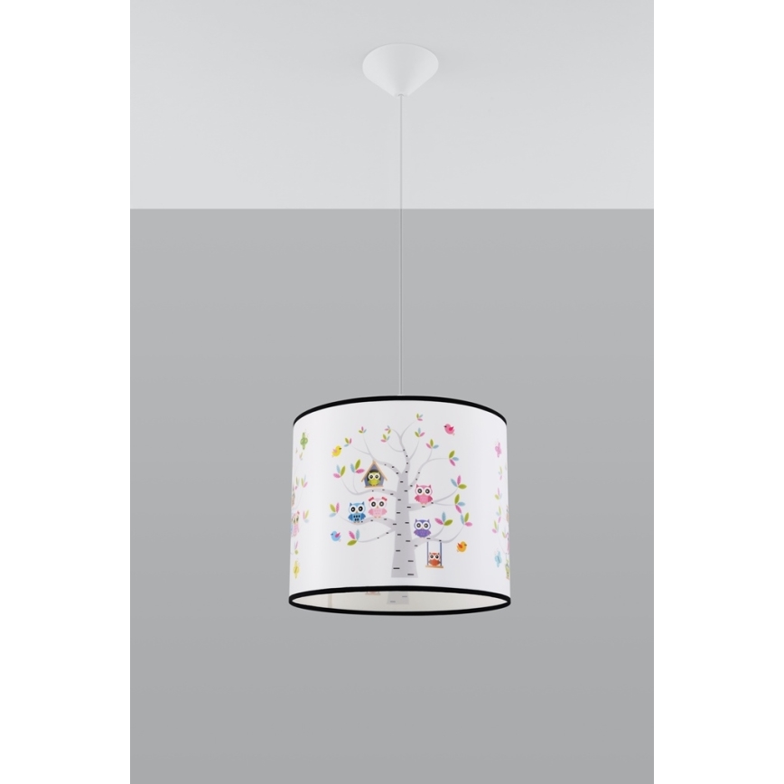 Kinder hanglamp aan een koord OWLS 1xE27/15W/230V diameter 40 cm uilen