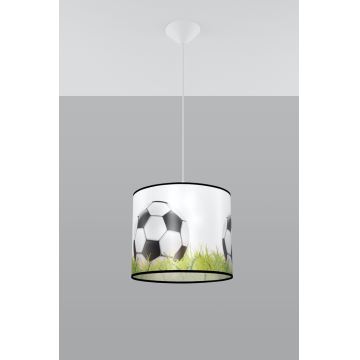 Kinder hanglamp aan een koord FOOTBALL 1xE27/15W/230V diameter 30 cm voetbal