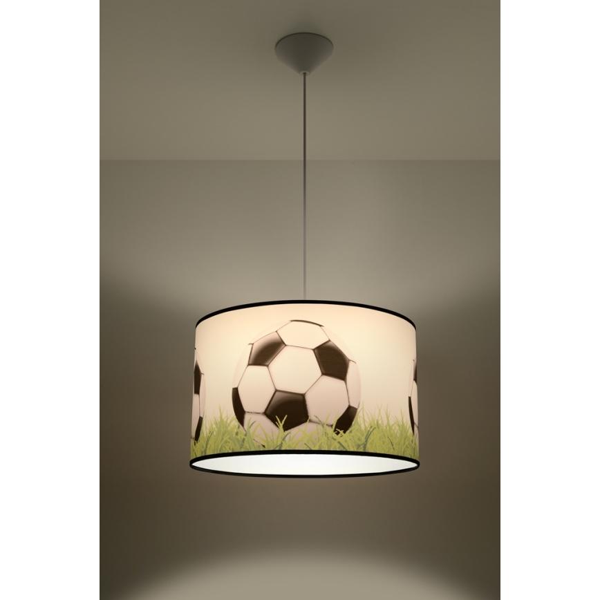 Kinder hanglamp aan een koord FOOTBALL 1xE27/15W/230V diameter 40 cm voetbal