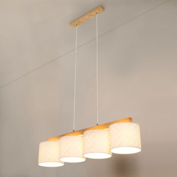 Hanglamp aan een koord PUNTO 4xE27/25W/230V eiken - FSC-gecertificeerd