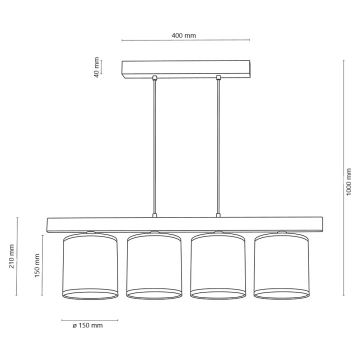 Hanglamp aan een koord PUNTO 4xE27/25W/230V eiken - FSC-gecertificeerd