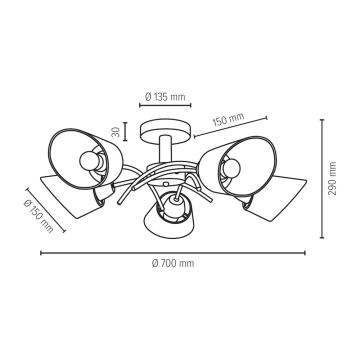 Plafondlamp METTE 5xE27/40W/230V - FSC-gecertificeerd