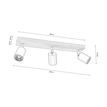 Plafondspot MANARA  3xGU10/5W/230V grenen - FSC-gecertificeerd