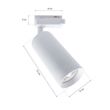 Spot MICA voor een rail systeem 1xGU10/25W/230V 1-fase wit