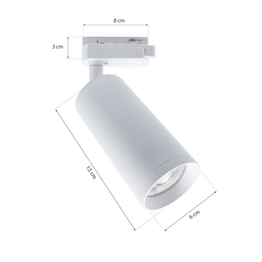 Spot MICA voor een rail systeem 1xGU10/25W/230V 1-fase wit