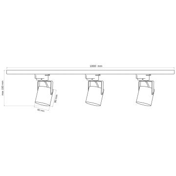 Spot voor een rail Systeem MINOR 3xGU10/10W/230V + 1 m rails systeem zwart