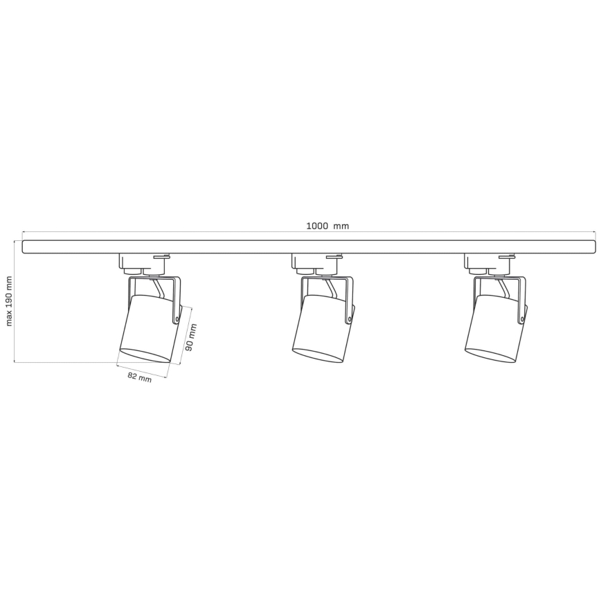 Spot voor een rail Systeem MINOR 3xGU10/10W/230V + 1 m rails systeem zwart