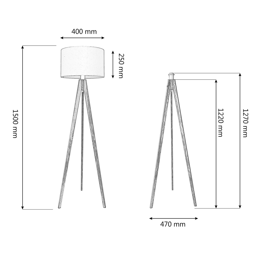 Staande Lamp ALBA 1xE27/60W/230V crème/Dennenboom