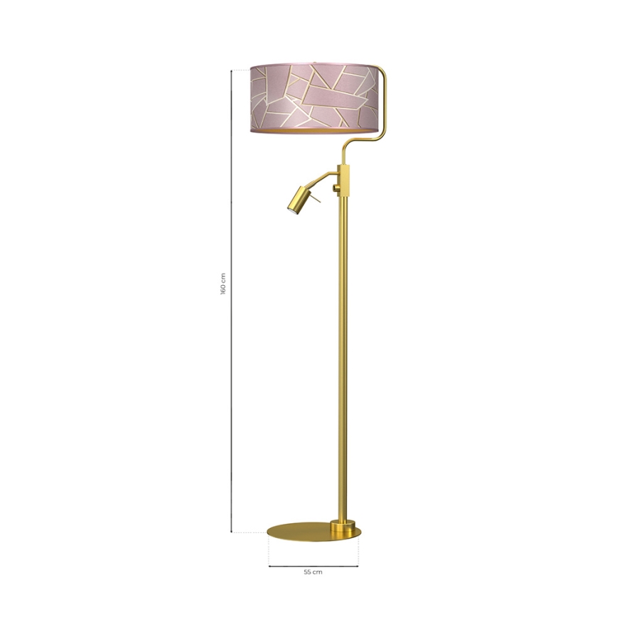 Staande Lamp ZIGGY 1xE27/40W/230V + 1xGU10/MR11/7W roze/goud