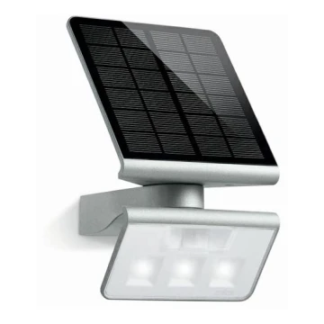 STEINEL 671013 - Solar LED schijnwerper met sensor XSolar L-S 1,2W/LED zilver IP44