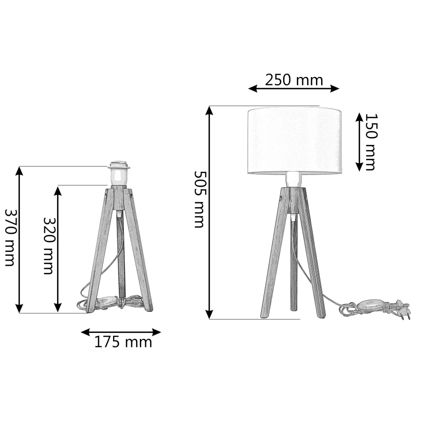 Tafellamp ALBA 1xE27/60W/230V crème/grenen