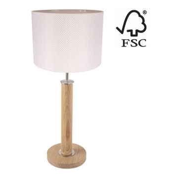 Tafellamp BENITA 1xE27/60W/230V 61 cm crème/eiken – FSC gecertificeerd