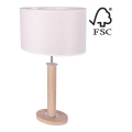 Tafellamp MERCEDES 1xE27/40W/230V 60 cm crème/eiken – FSC gecertificeerd