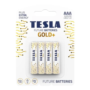 Tesla Batteries - 4 st. Alkaline batterij AAA GOLD+ 1,5V 1350 mAh