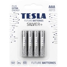 Tesla Batteries - 4 st. Alkaline batterij AAA SILVER+ 1,5V 1300 mAh