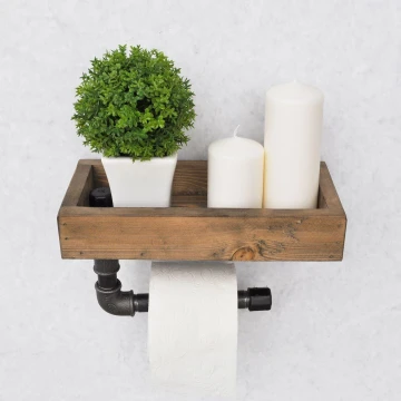 Toiletrolhouder met planchet BORU 28x16 cm vurenhout