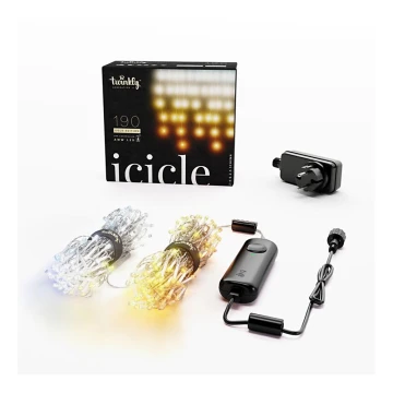 Twinkly - LED Dimbaar buitenshuis Kerst gordijn ICICLE 190xLED 11,5m IP44 Wi-Fi