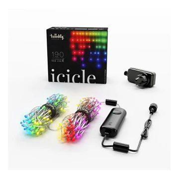 Twinkly - LED RGB Dimbaar buitenshuis Kerst gordijn ICICLE 190xLED 11,5m IP44 Wi-Fi