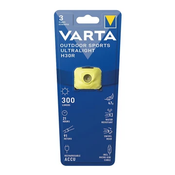 Varta 18631201401 - LED Dimbaar rechargeable headlamp OUTDOOR SPORTS LED/5V IPX4 geel