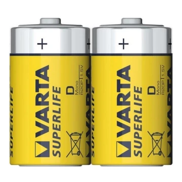 Varta 2020 - 2 st. Zink-koolstof batterij SUPERLIFE D 1,5V