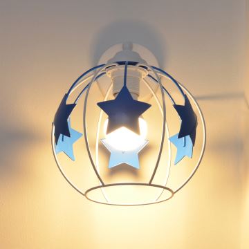 Wand lamp voor kinderen STARS 1xE27/15W/230V blauw/wit