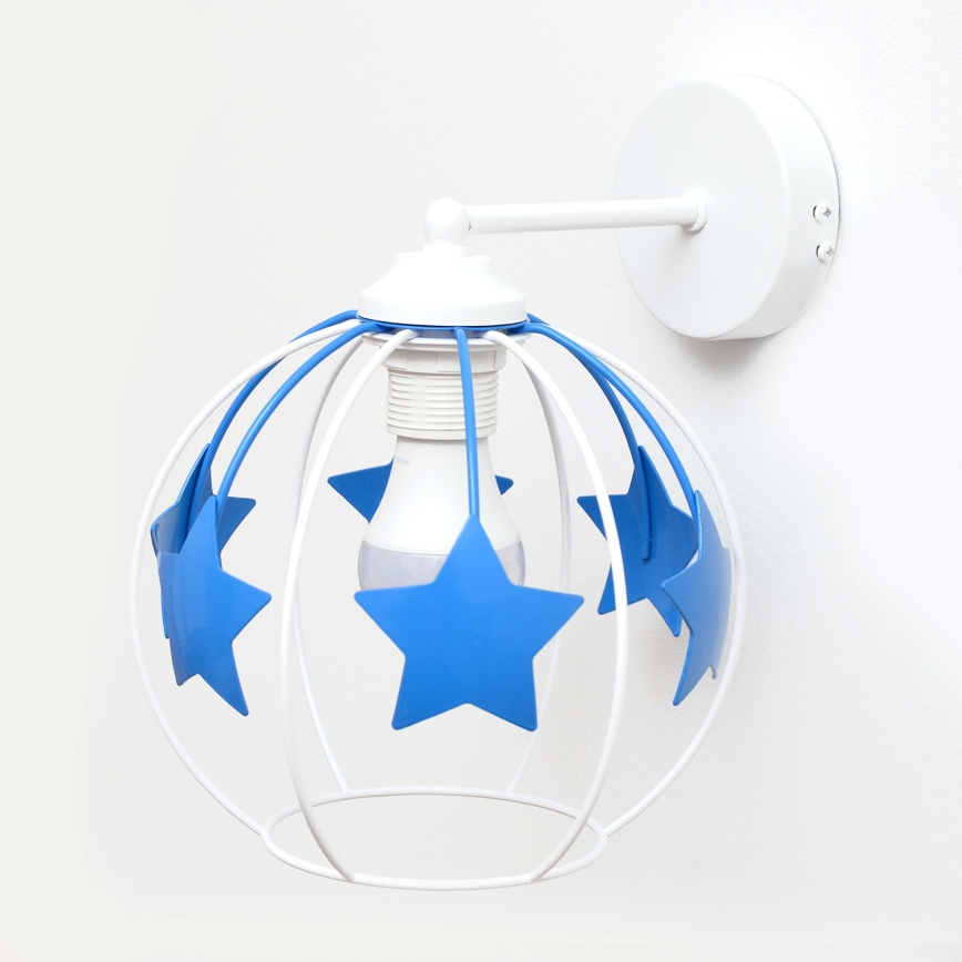 Wand lamp voor kinderen STARS 1xE27/15W/230V blauw/wit