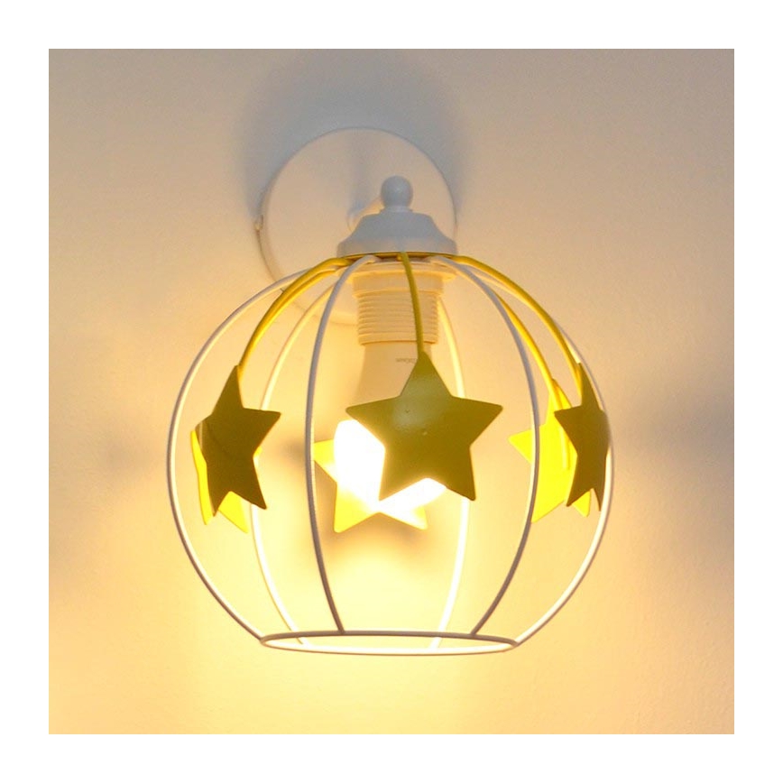 Wand lamp voor kinderen STARS 1xE27/15W/230V geel/wit