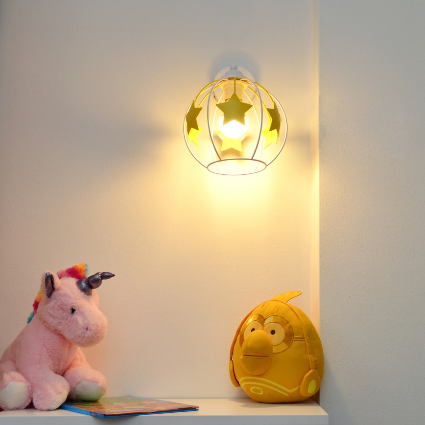 Wand lamp voor kinderen STARS 1xE27/15W/230V geel/wit