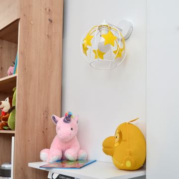 Wand lamp voor kinderen STARS 1xE27/15W/230V geel/wit