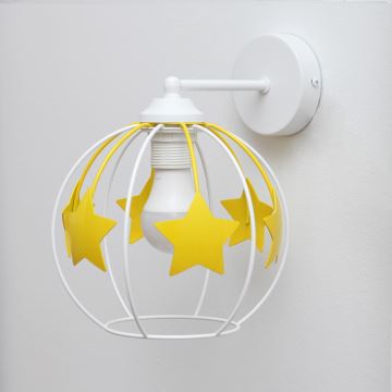 Wand lamp voor kinderen STARS 1xE27/15W/230V geel/wit