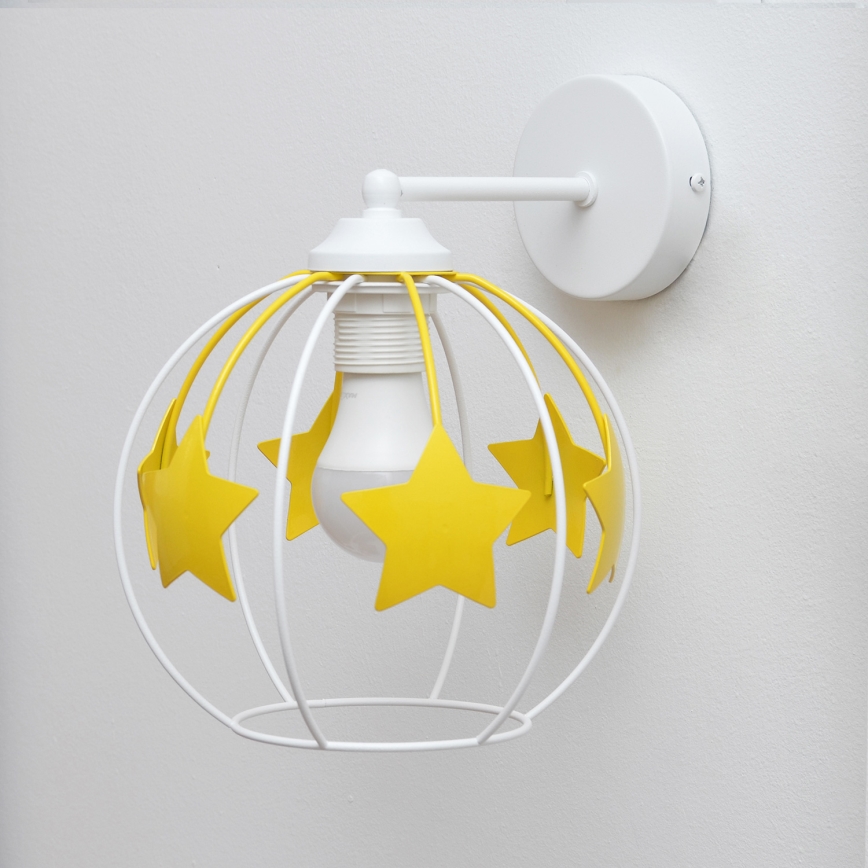 Wand lamp voor kinderen STARS 1xE27/15W/230V geel/wit