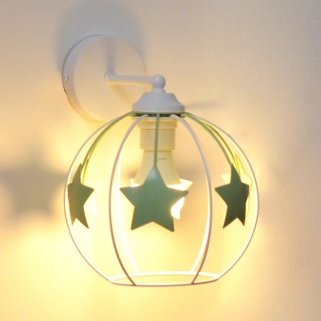 Wand lamp voor kinderen STARS 1xE27/15W/230V groen/wit