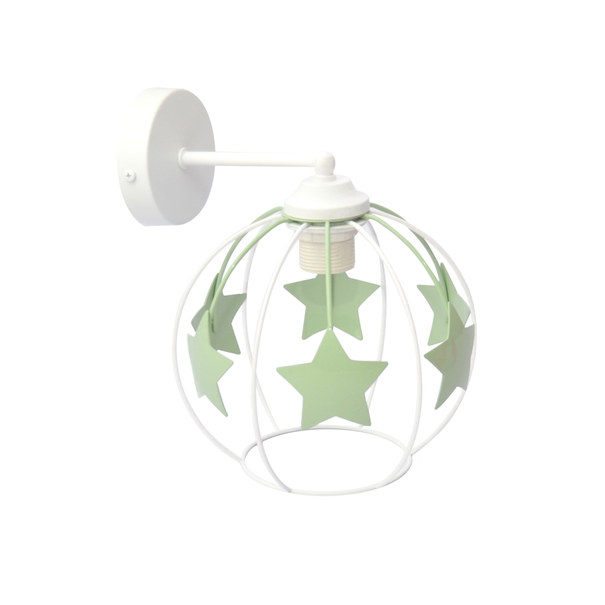 Wand lamp voor kinderen STARS 1xE27/15W/230V groen/wit