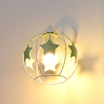 Wand lamp voor kinderen STARS 1xE27/15W/230V groen/wit