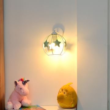 Wand lamp voor kinderen STARS 1xE27/15W/230V groen/wit