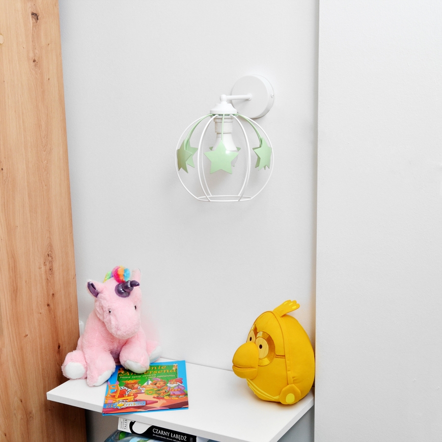 Wand lamp voor kinderen STARS 1xE27/15W/230V groen/wit