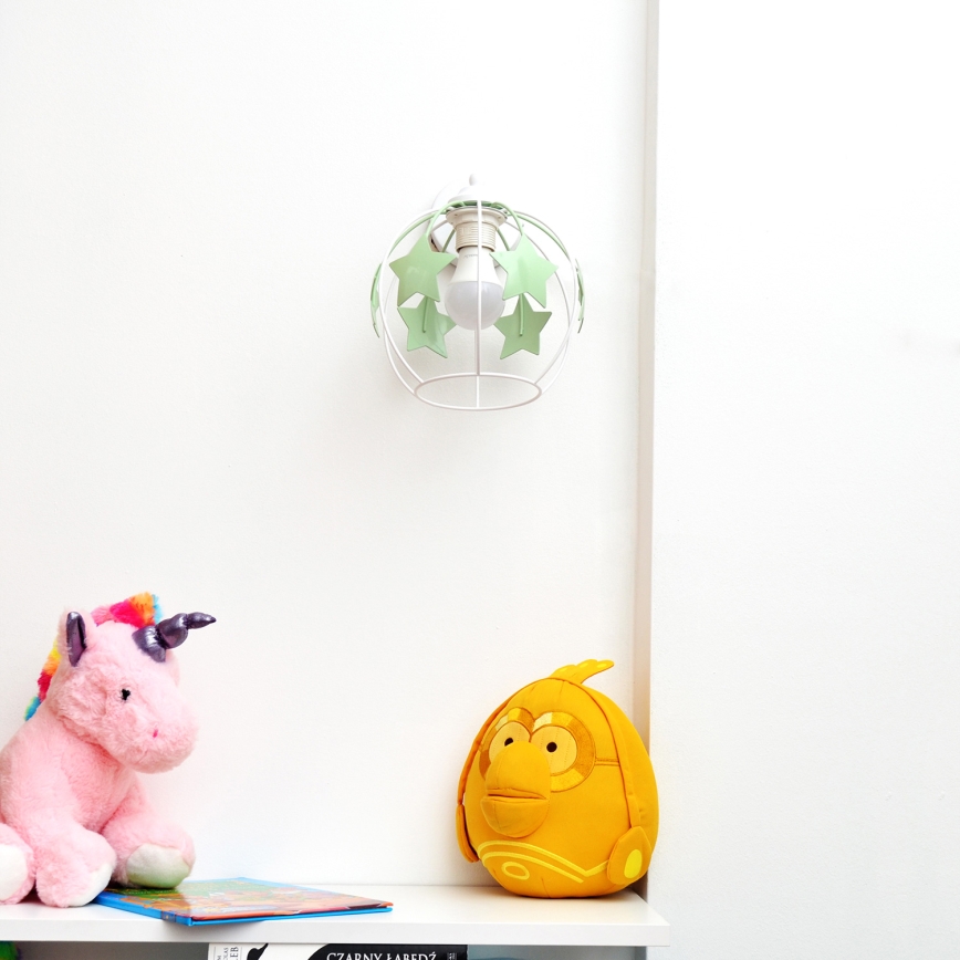 Wand lamp voor kinderen STARS 1xE27/15W/230V groen/wit