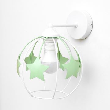 Wand lamp voor kinderen STARS 1xE27/15W/230V groen/wit