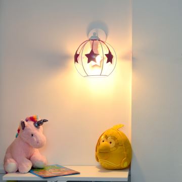 Wand lamp voor kinderen STARS 1xE27/15W/230V roze/wit