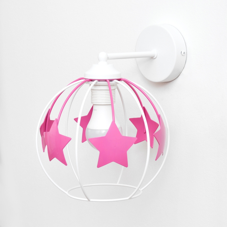 Wand lamp voor kinderen STARS 1xE27/15W/230V roze/wit